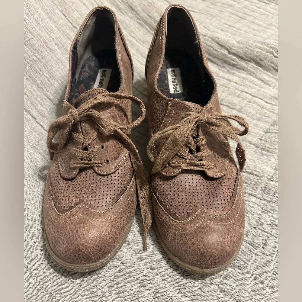 Not Rated brand brown lace up wedges